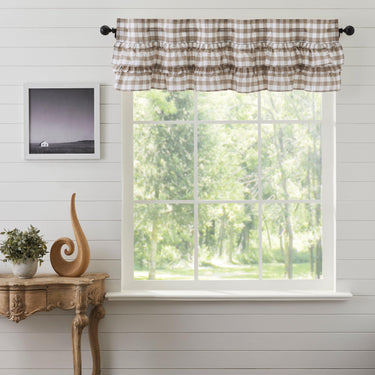 Annie Buffalo Portabella Check Ruffled Valance 16x60 VHC Brands - The Fox Decor